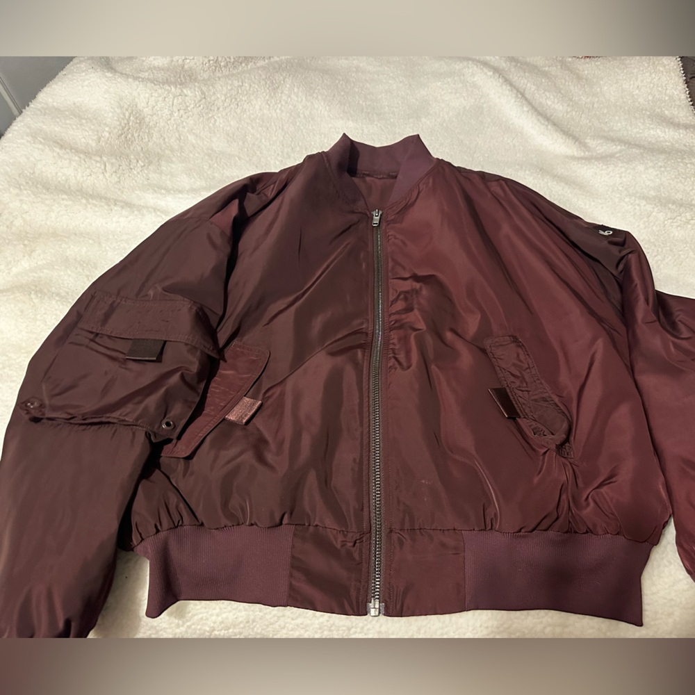 Alo Yoga Burgundy Bomber Jacket